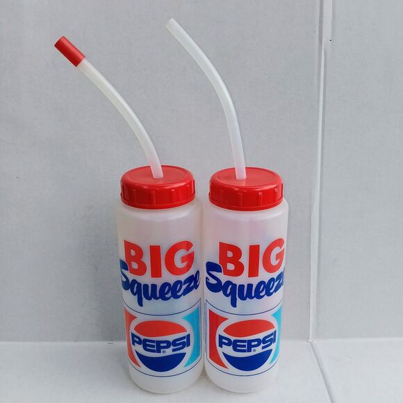 Vintage Pepsi Big Squeeze Reusable Bottle-Lot Of 2-Screw On Lid-USA Made-90s - Picture 1 of 10